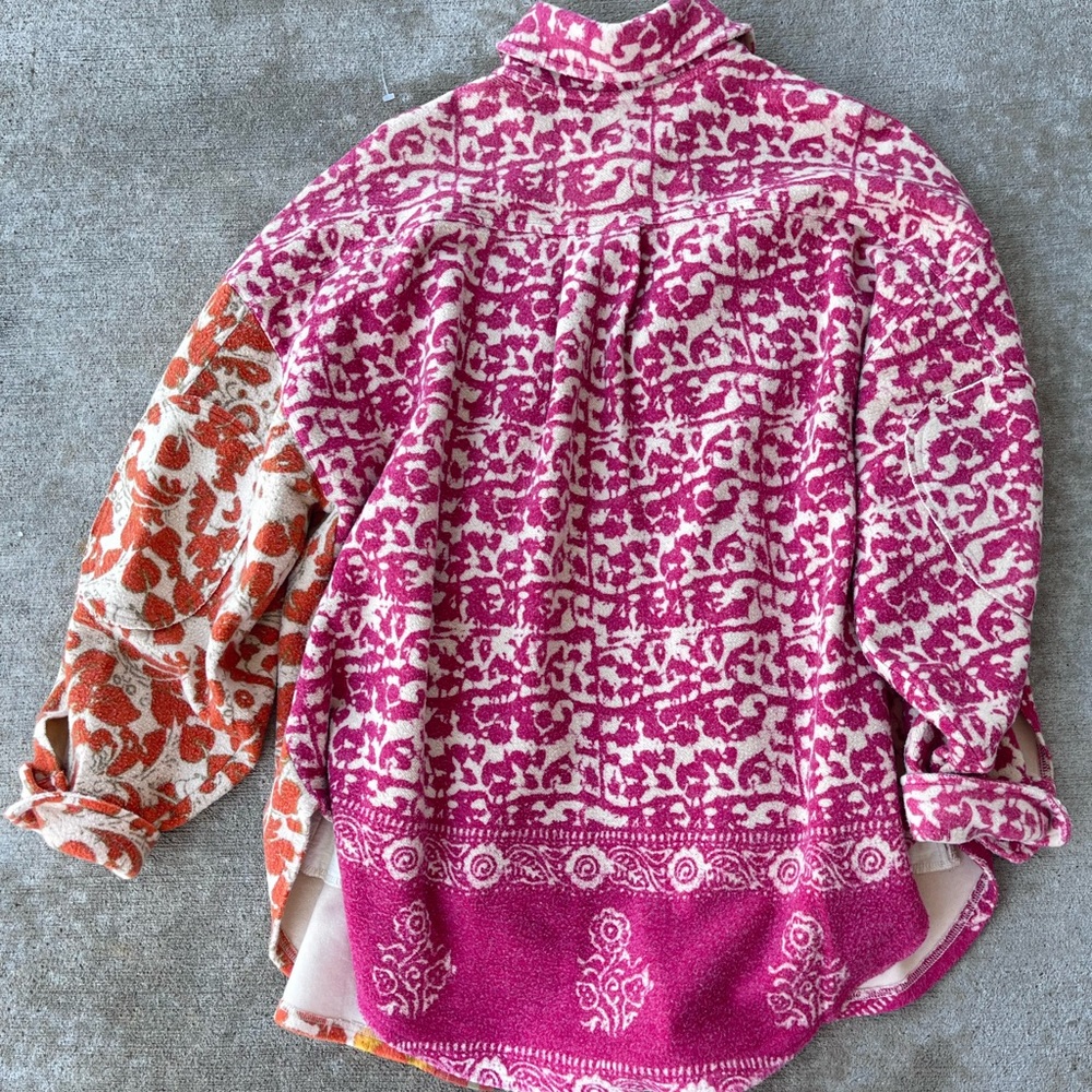 Free People Printed Ruby Jacket Multi Color Boho … - image 2